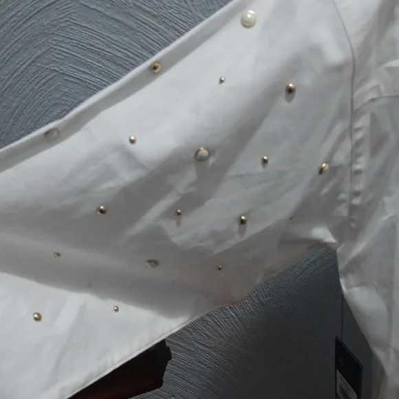 Karl Lagerfeld White Shirt with Stud Accents - Picture 6 of 7